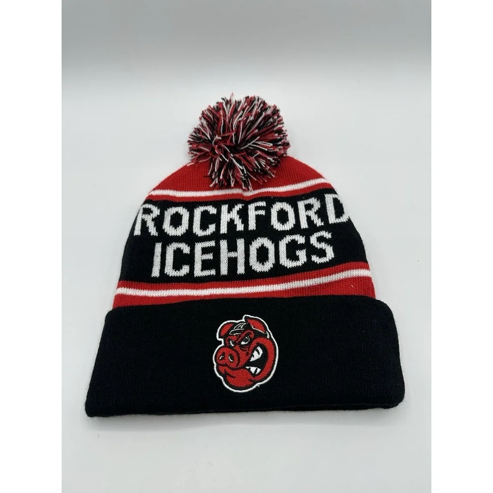 Rockford‎ IceHogs Hat Adult One Size AHL Winter Beanie Fits Embroidered Hamilton